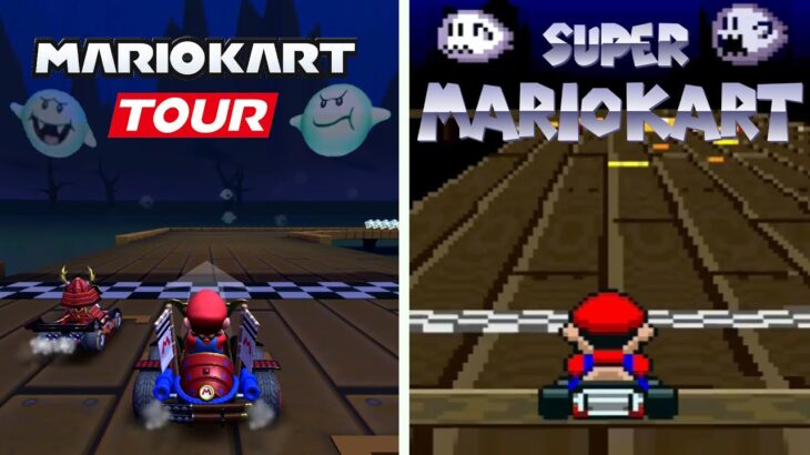 MARIO KART TOUR – All SNES Course Side-by-Side Comparisons