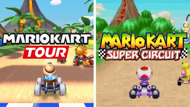 MARIO KART TOUR – All Retro Course Side-by-Side Comparisons