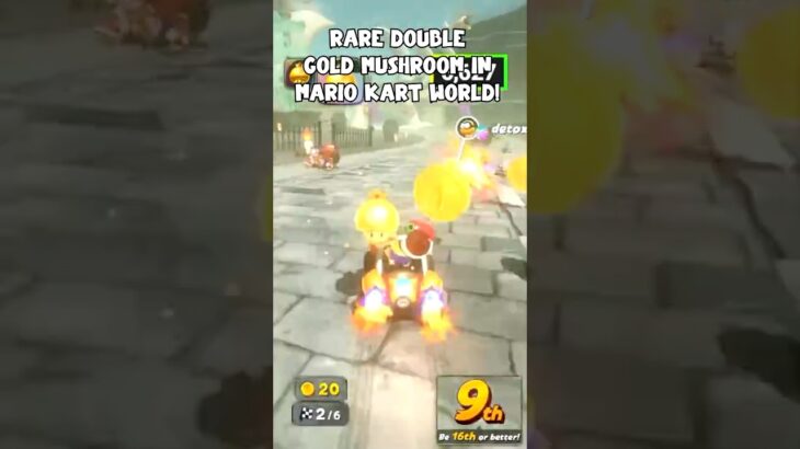 RARE DOUBLE GOLD MUSHROOM ITEM PULL LUCKY BROKEN MARIO KART WORLD #shorts #mariokart #nintendo