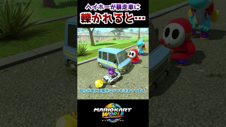 ヘイホーが暴走車に轢かれると… #マリオカートワールド #mariokartworld