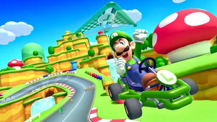 ルイージ＋スケルトン＋チェッカーグリーン 走行動画 [マリオカートツアー]